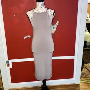Grayish brown neutral color body dress with spaghetti straps